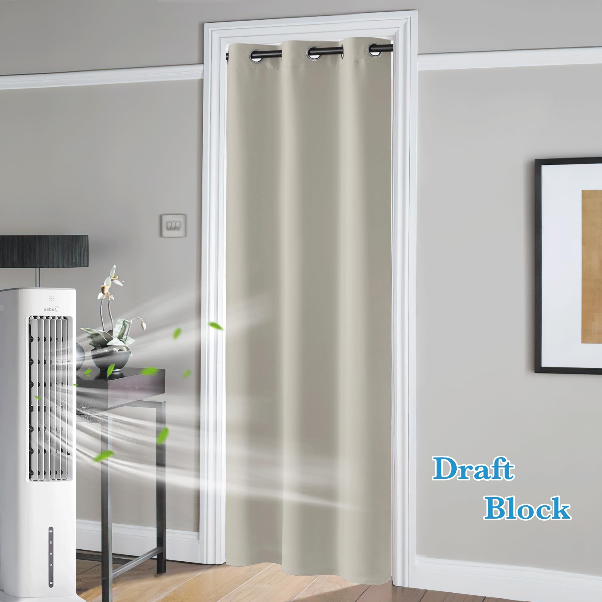 Ryb Home Portable Doorway Curtains Privacy Blackout Thermal Insulating Drapes For Bedroom Closet Living Room Dining Kids Nursery Window Treatment Panels, Wide 42 X Long 80 Inches, Natural