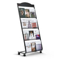 VEVOR Brochure Display Rack, 4-Tier Magazine Literature Display Stand with Wheels, Movable Floor Standing Magazine Rack, Heavy D