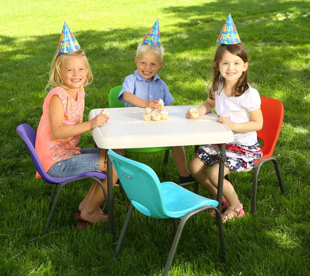 LIFETIME 80472 Kids Stacking Chair High Density Polyethylene Glacier Blue