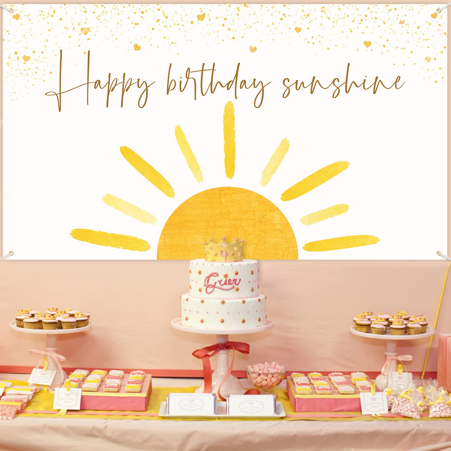G1Ngtar Boho Sun Happy Birthday Sunshine Backdrop Banner First Trip Around The Sun Wall Hanging Decor Muted Sun Theme Birthday P