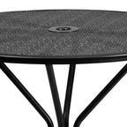 Flash Furniture Oia Commercial Grade 35.25" Round Black Indoor-Outdoor Steel Patio Table With Umbrella Hole