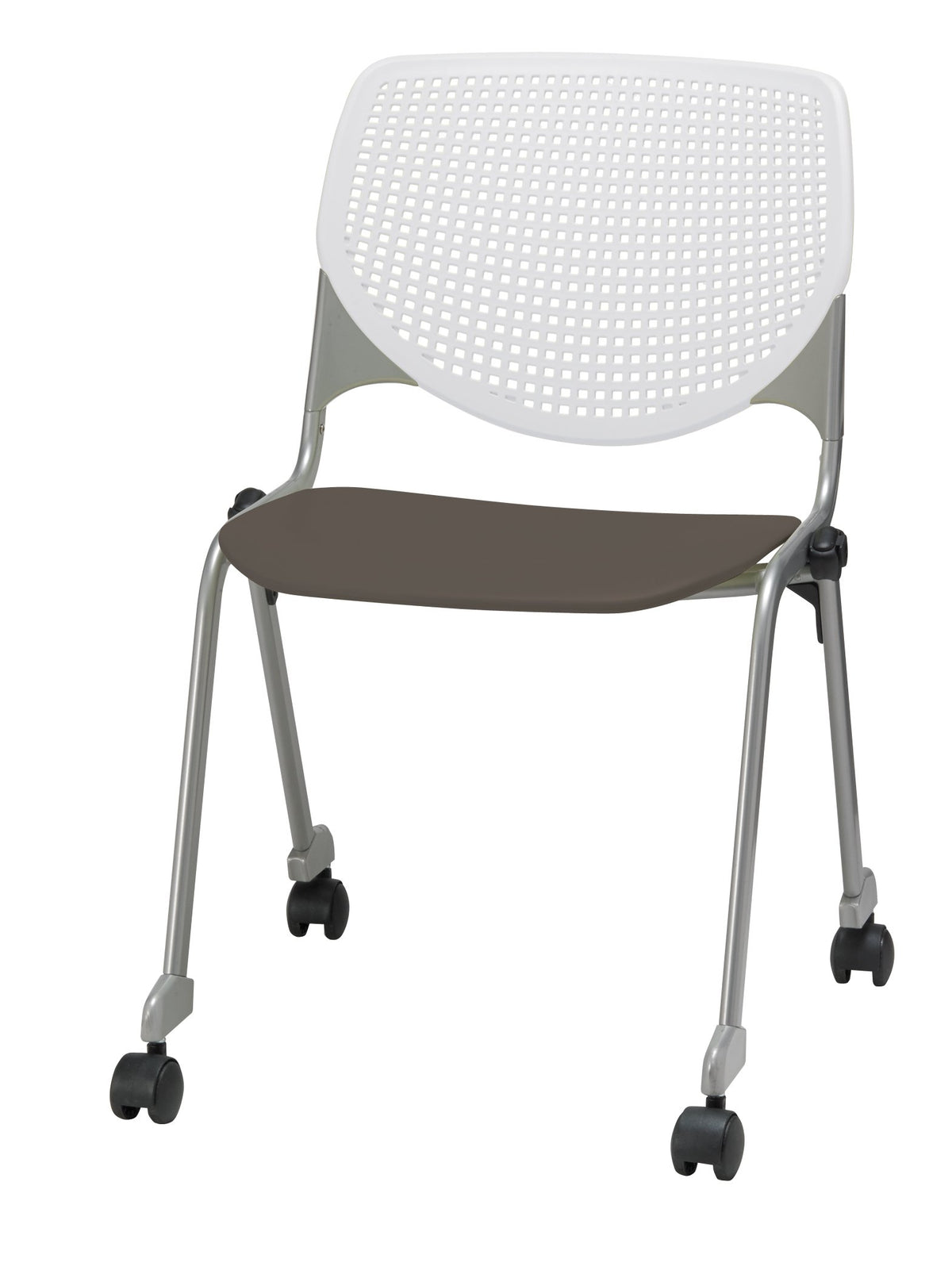 KFI Stacking Chair - Brownstone, White - 1 Each
