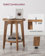Vasagle Side Table, Small Round End Table With Lower Shelf, Nightstand For Small Spaces, Living Room, Bedroom, Rustic Walnut Ulet283T41