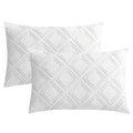 Jellymoni 2 Pack Bright White Pillowcases King Size, Soft Microfiber Geometric Tufted Pillow Covers With Envelope Closure (Pillo