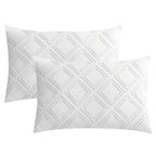 Jellymoni 2 Pack Bright White Pillowcases King Size, Soft Microfiber Geometric Tufted Pillow Covers With Envelope Closure (Pillo