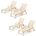 Lue Bona Chaise Lounge Chairs Set With Table, 6-Piece, 79'' Oversized Hdps Chaise Lounger, 5 Positions Adjustable Patio Lounge Chairs, Pool Lounge Chair With Wheels For Poolside, 3-Year Warranty, Sand