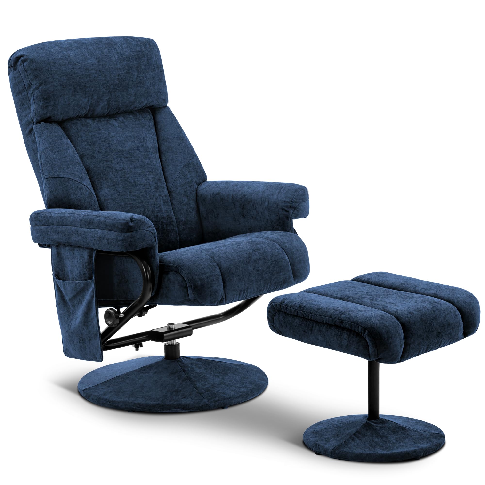 Mcombo Swivel Recliner With Ottoman, Tv Chair With Vibration Massage, Ideal For Rv Small Space, Living Room & Bedroom 4539 4828