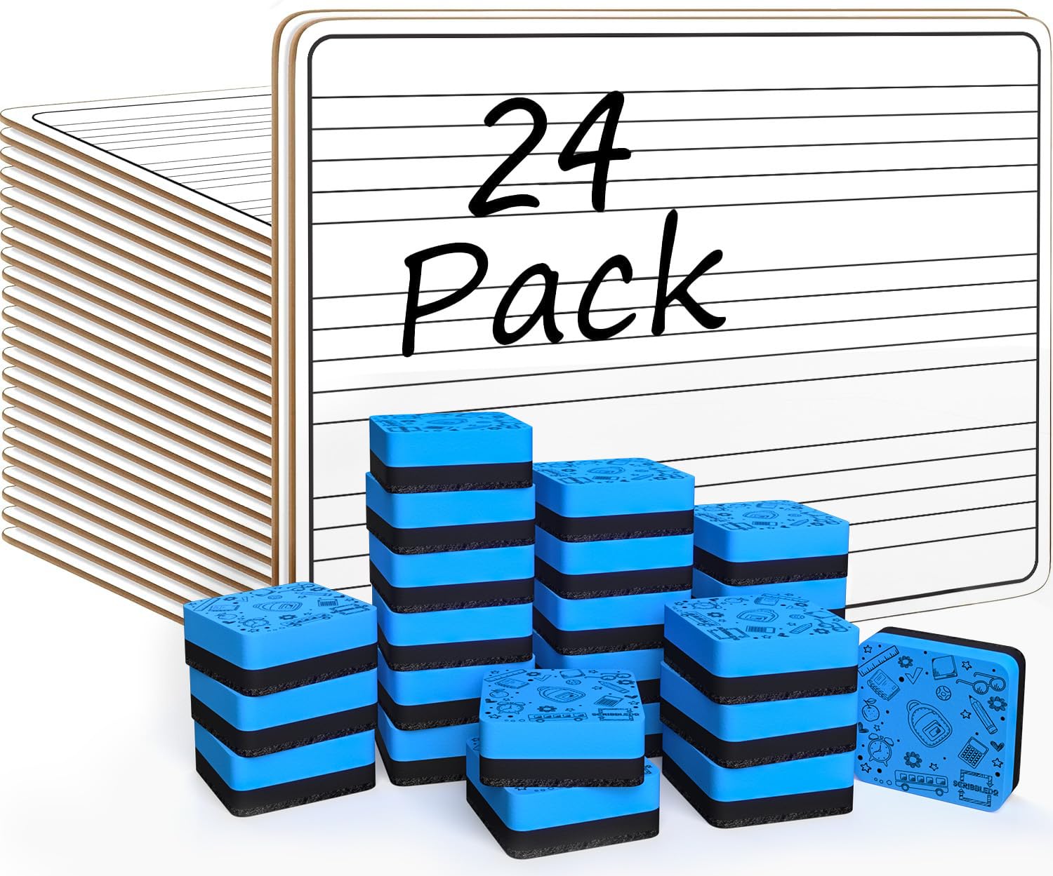 Scribbledo 24 Pack Dry Erase Music Staff White Boards 9' X 12 Inch Lapboard Double Sided Musical Notes Whiteboard For Kids Stud