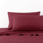 Nautica- King Sheet Set, Cotton Percale Bedding Set, Crisp & Cool, Lightweight & Breathable (Solid Dark Red, King)