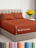 Extra Deep Pocket Cal King Sheets - 4 Piece Breathable & Cooling Bed Sheets - Hotel Luxury Sheet Set - Soft, Wrinkle Free & Comfy - Easily Fits Extra Deep Mattresses - Deep Pocket Terracotta Sheets