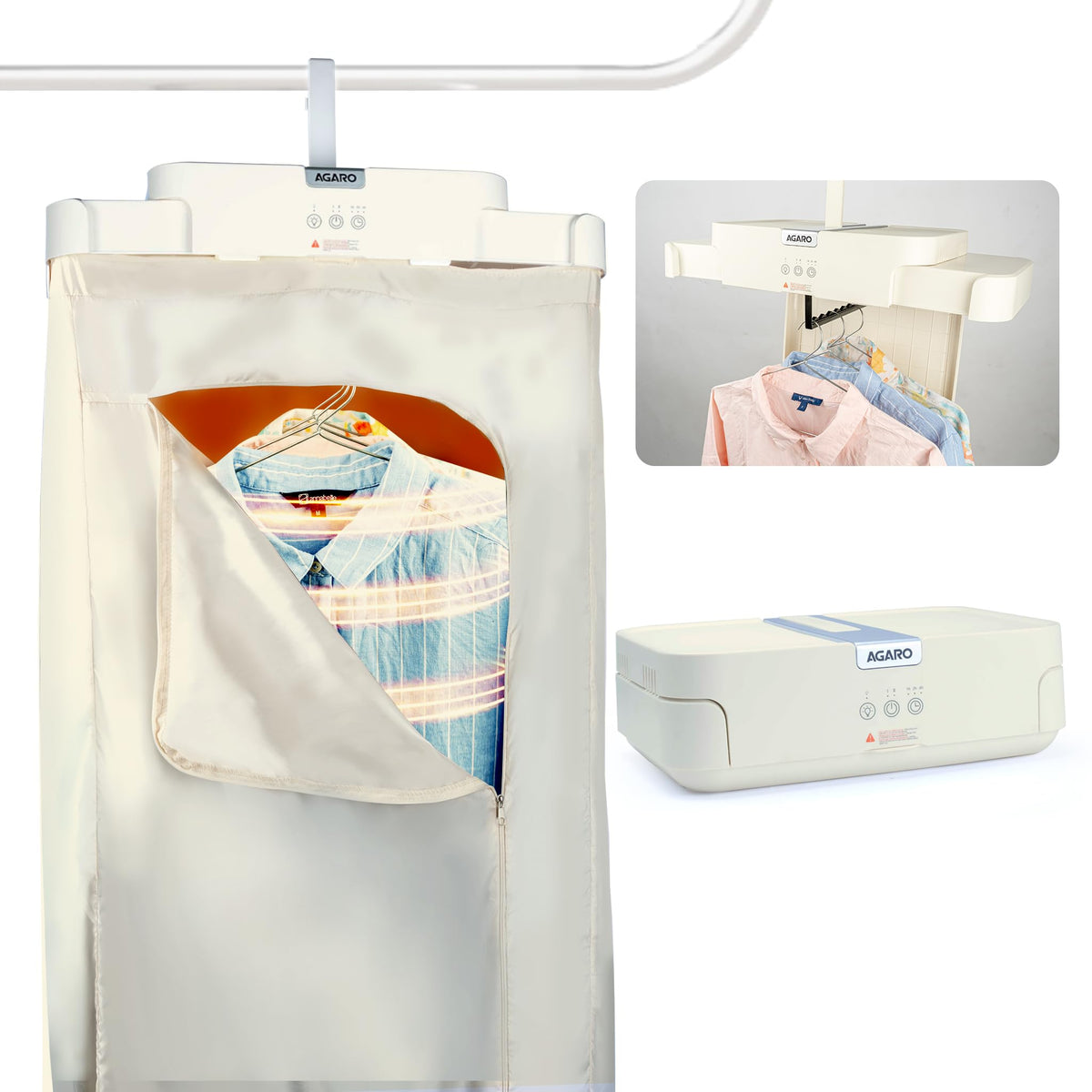 Agaro Regal Portable Clothes Dryer, Automatic Clothes Warmer Machine With Hanger,103L Capacity, 9 Pieces At A Time, 600W, 9V, Id