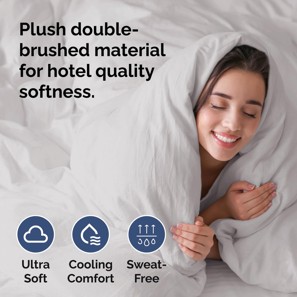 Duvet Cover Full Size Set - Extra Soft Full Size Duvet Cover - 80' X 90' Full Duvet Cover W/ 2 Pillow Shams - Easy Care & Fade Free - Hotel Luxury Duvet Cover W/ Zipper Closures & Ties (French Grey)
