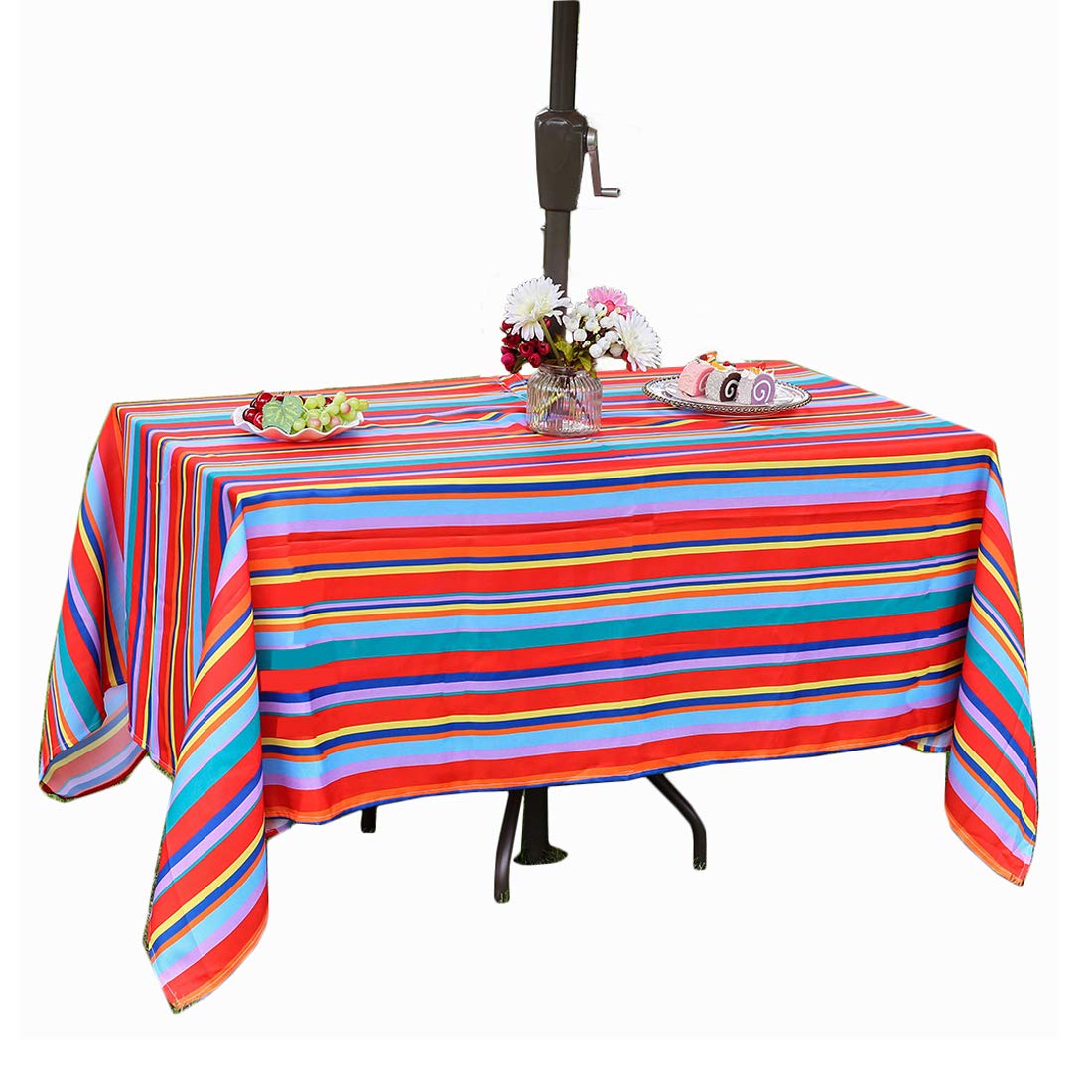 Eternal Beauty 60X 84    Rectangle Outdoor Tablecloth Spring Summer Tablecloth With Zipper Umbrella Hole For Outdoor Dining Tabl