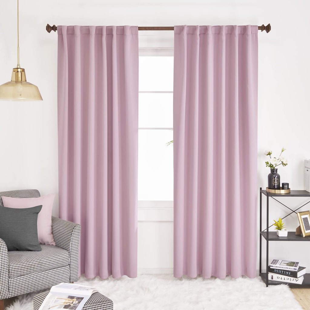 Deconovo Blackout Curtains Insulated Thermal, Rod Pocket And Back Tab Curtains - Room Darkening Curtains For Living Room, 52X95 Inch, Lavender, Set Of 2
