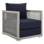 Modway Aura Outdoor Patio Wicker Rattan, 6 Piece Set, Gray Navy