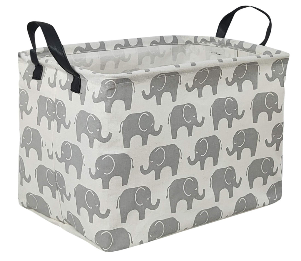 HUAYEE Rectangular Storage Bin Shelf Basket Canvas Fabric Toy Box,Waterproof Coating Nursery Hamper with Handles,Gift Basket for