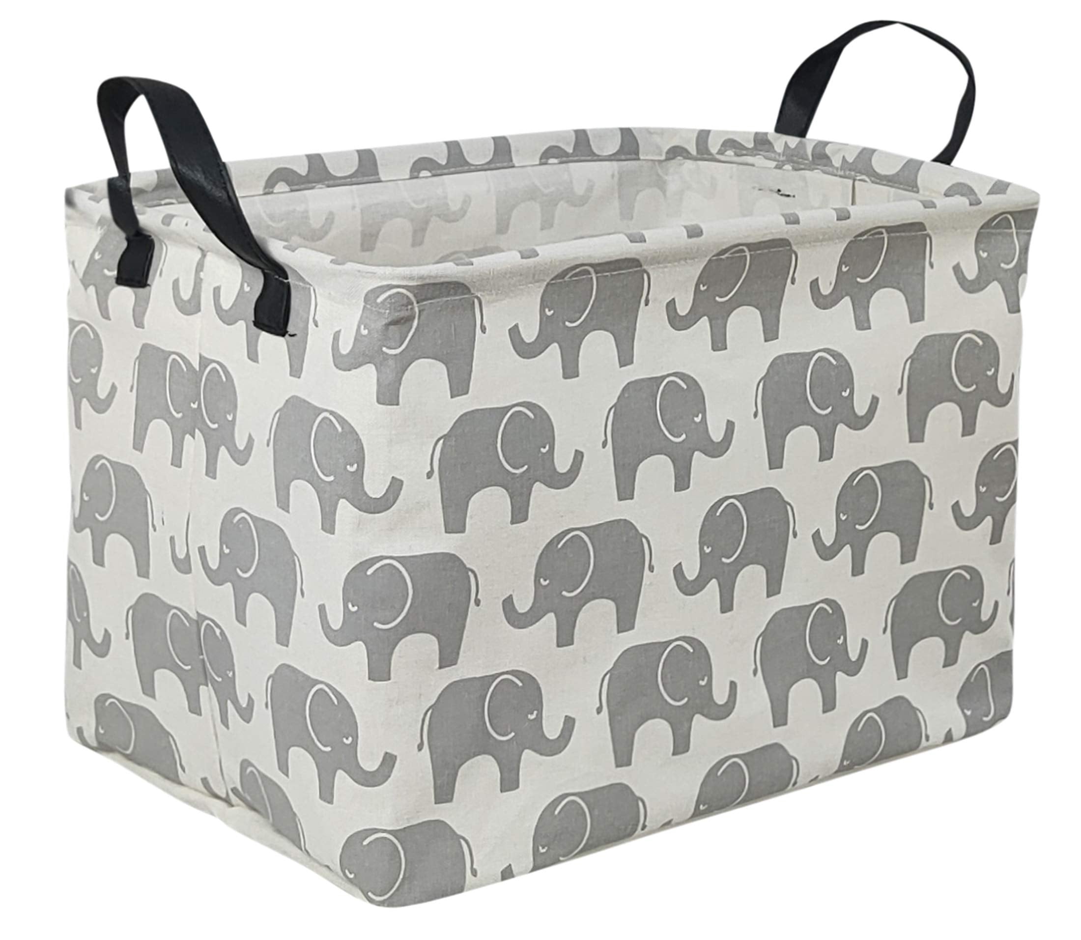 HUAYEE Rectangular Storage Bin Shelf Basket Canvas Fabric Toy Box,Waterproof Coating Nursery Hamper with Handles,Gift Basket for