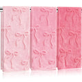 Whaline 3Pcs Valentine s Day Pink Bow Hand Towel 3D Jacquard Cotton Towel Absorbent Coquette Dish Towels for Home Kitchen Bathr