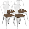 Yaheetech Metal Dining Chairs with Wood Seat/Top Stackable Side Chairs Kitchen Chairs with Back Indoor-Outdoor Classic/Chic/Indu