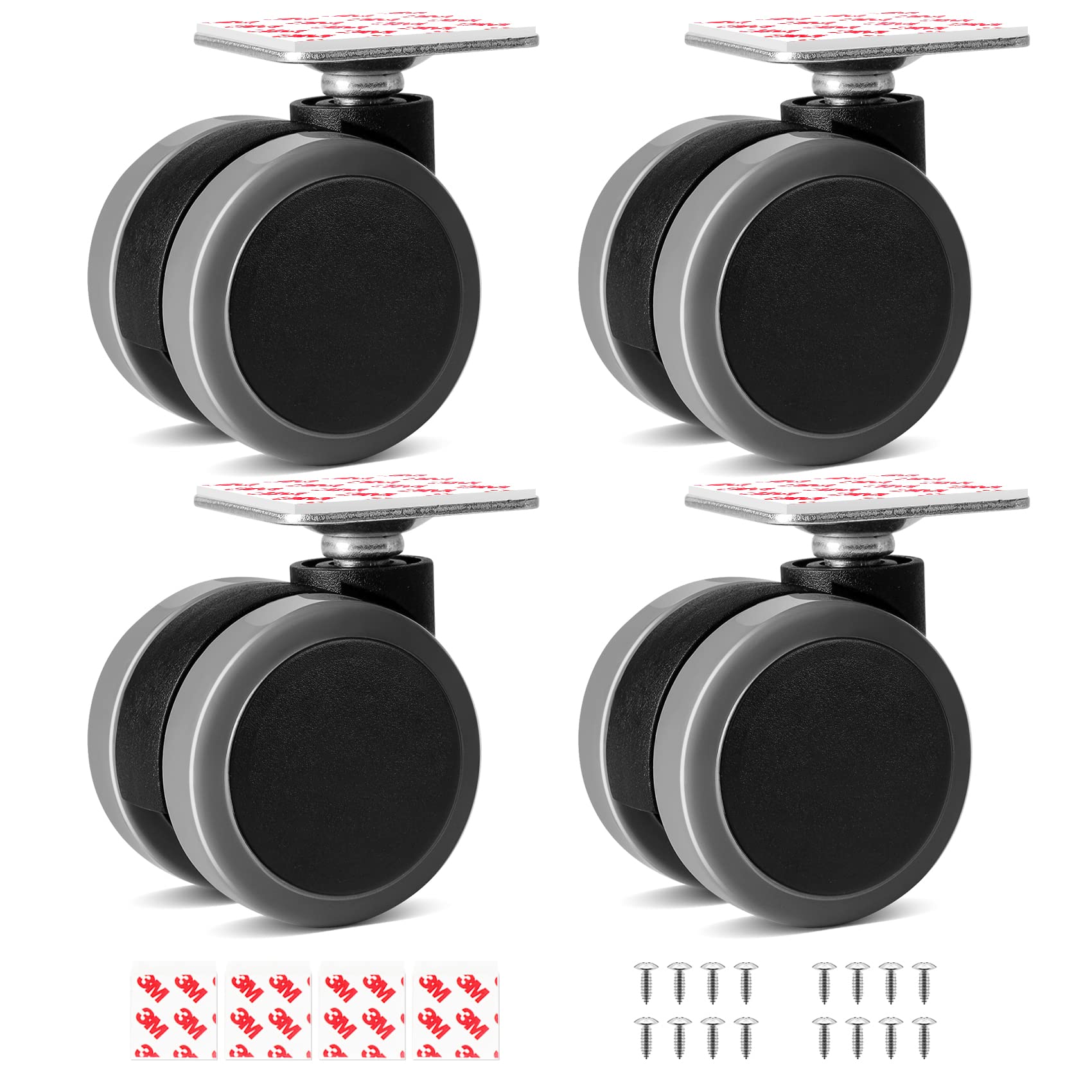 Cofufu Self Adhesive Caster Wheels Set for Trash Can, Storage Box (4PCS, 1.5 )