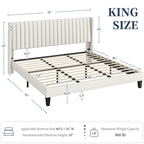 Yaheetech King Bed Frame Upholstered Platform Bed With Fabric Headboard, Wing Edge Design/Non-Slip And Noise-Free/Wooden Slats Support/No Box Spring Needed/Easy Assembly, Dark Gray King Bed