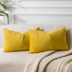 Juspurbet Yellow Lumbar Velvet Throw Pillow Covers 12X20 Inch Set Of 2 For Living Room Couch Sofa Bedroom Decorative Rectangle S