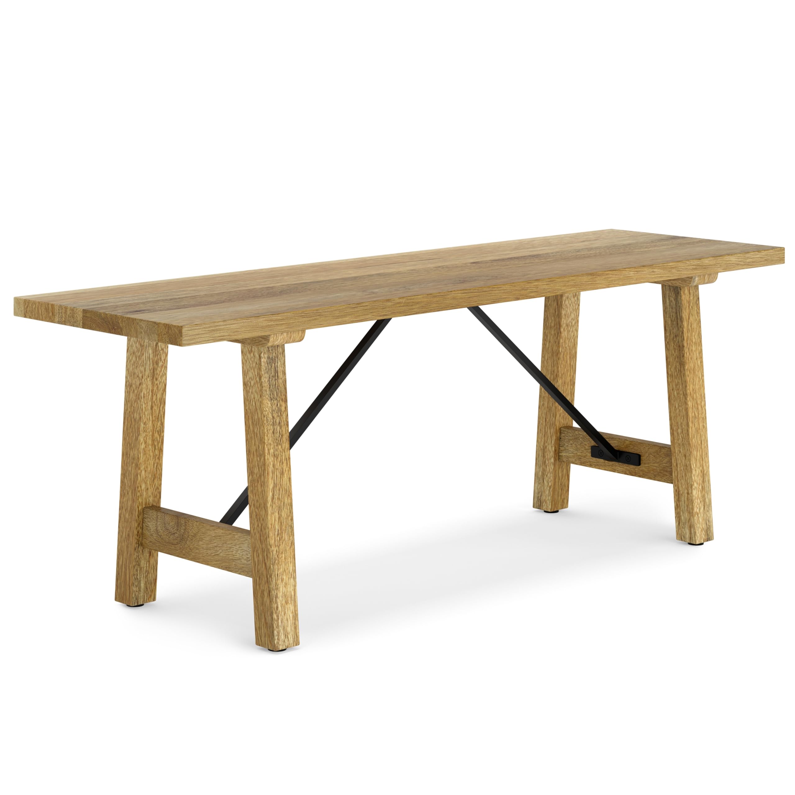 SIMPLIHOME Harvey SOLID MANGO WOOD 47 Inch Wide Industrial Contemporary Bench in Natural, For the Living Room, Entryway and Fami
