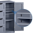 Yaheetech Bathroom Floor Cabinet, Freestanding Storage Organizer Unit Kitchen Cupboard W/ 4 Drawers & Adjustable Shelves, Using For Living Room/Kitchen/Bathroom, Gray