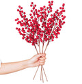 Lvydec 4 Pack Artificial Red Berry Stems - 20 Inch Christmas Holly Berry Branches for Holiday Home Decor and Crafts