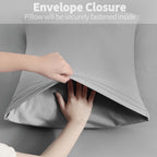 Horbaunal 2 Pack Microfiber Body Pillow Covers Light Grey Body Pillow Cases With Envelope Closure, 1800 Thread Count Soft & Shri