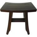 HomeRoots Dark Brown Compact Teak Corner Shower/Outdoor Bench in Brown Finish