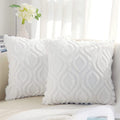 Decoruhome Decorative Throw Pillow Covers 22X22, Soft Plush Faux Wool Couch Pillow Covers For Home, Set Of 2,White