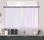Pi Sheer Curtains,Valance Small Window Treatment Light Voile With Rod Pocket For Café/Kitchen/Bedroom/Living Room 2 Panels (W42Xl30,Violet Purple)