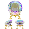 Swthony 80Mm(3.15 Inch) Crystal Big Fake Diamond Paperweight Rainbow Maker, Background For Nail Pictures, With Gold Metal Base H