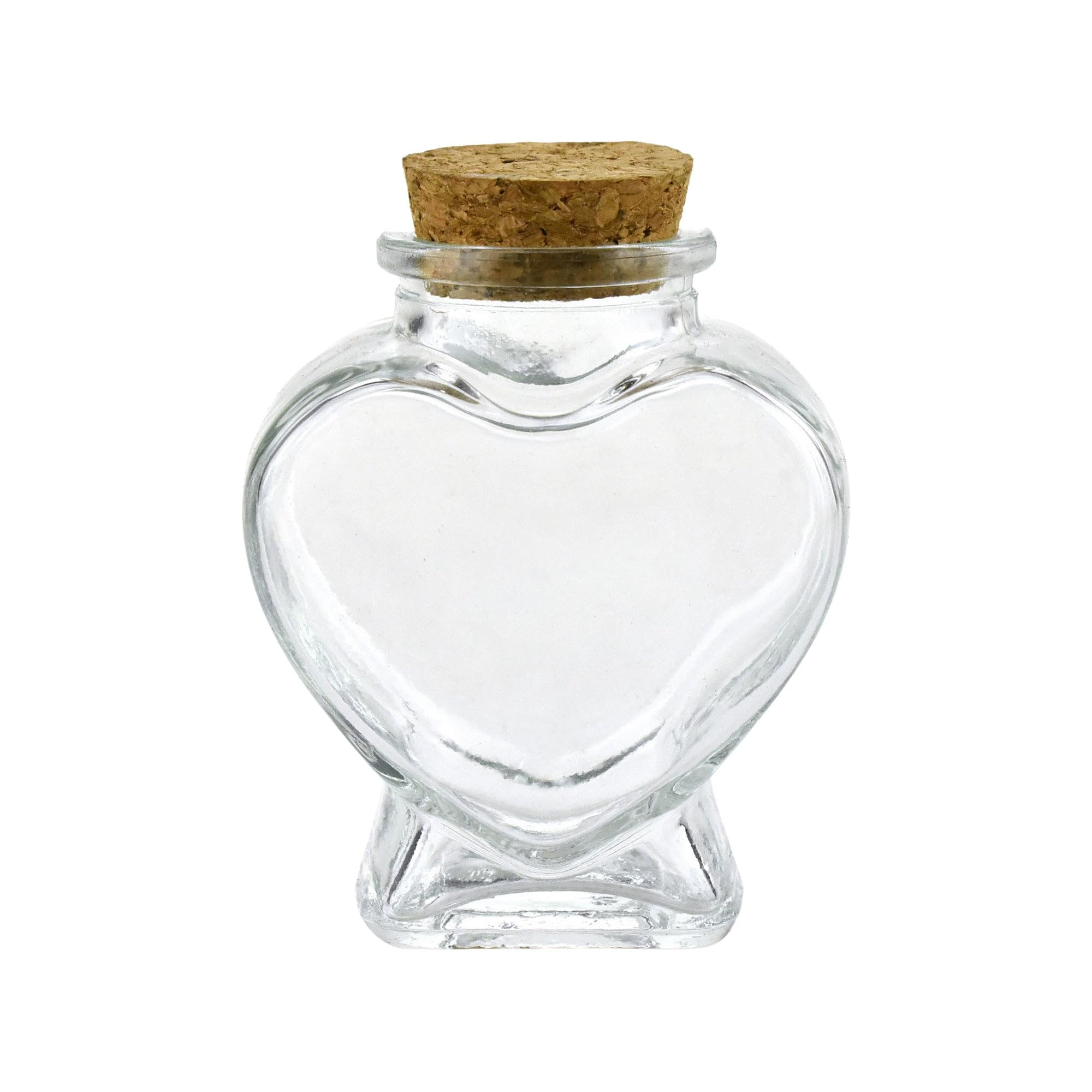 Party Spin Heart Shaped Glass Jar Favor Bottle with Cork, 3-1/4-inch, 1-count