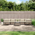 vidaXL Anthracite Poly Rattan Modular Patio Lounge Set// 7-Piece Outdoor Sofa Set with Cushions//Weather-Resistant Garden Furniture