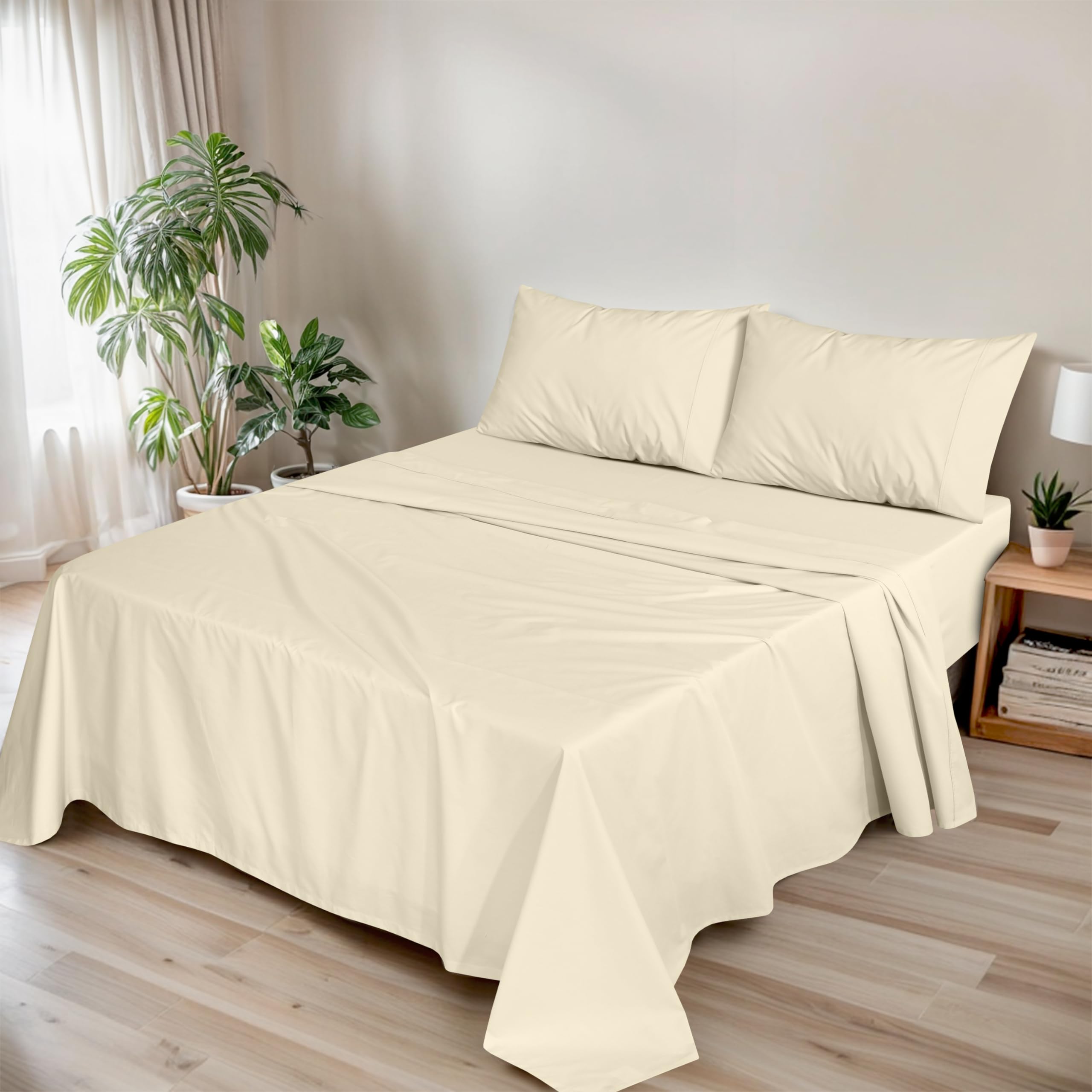 Ruvanti 100% Organic Cotton Sheets - Full Size Bed Sheets - Certified For Gots - Breathable & Comfortable - Soft & Cooling Perca
