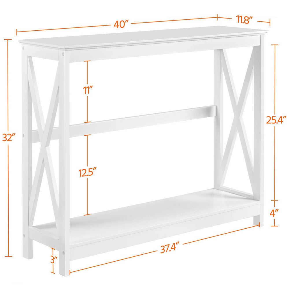 Yaheetech Wood Entryway Table, Console Table For Entryway, 2-Tier Sofa Table Accent Table W/Storage Shelf For Living Room, Hall, Foyer, White