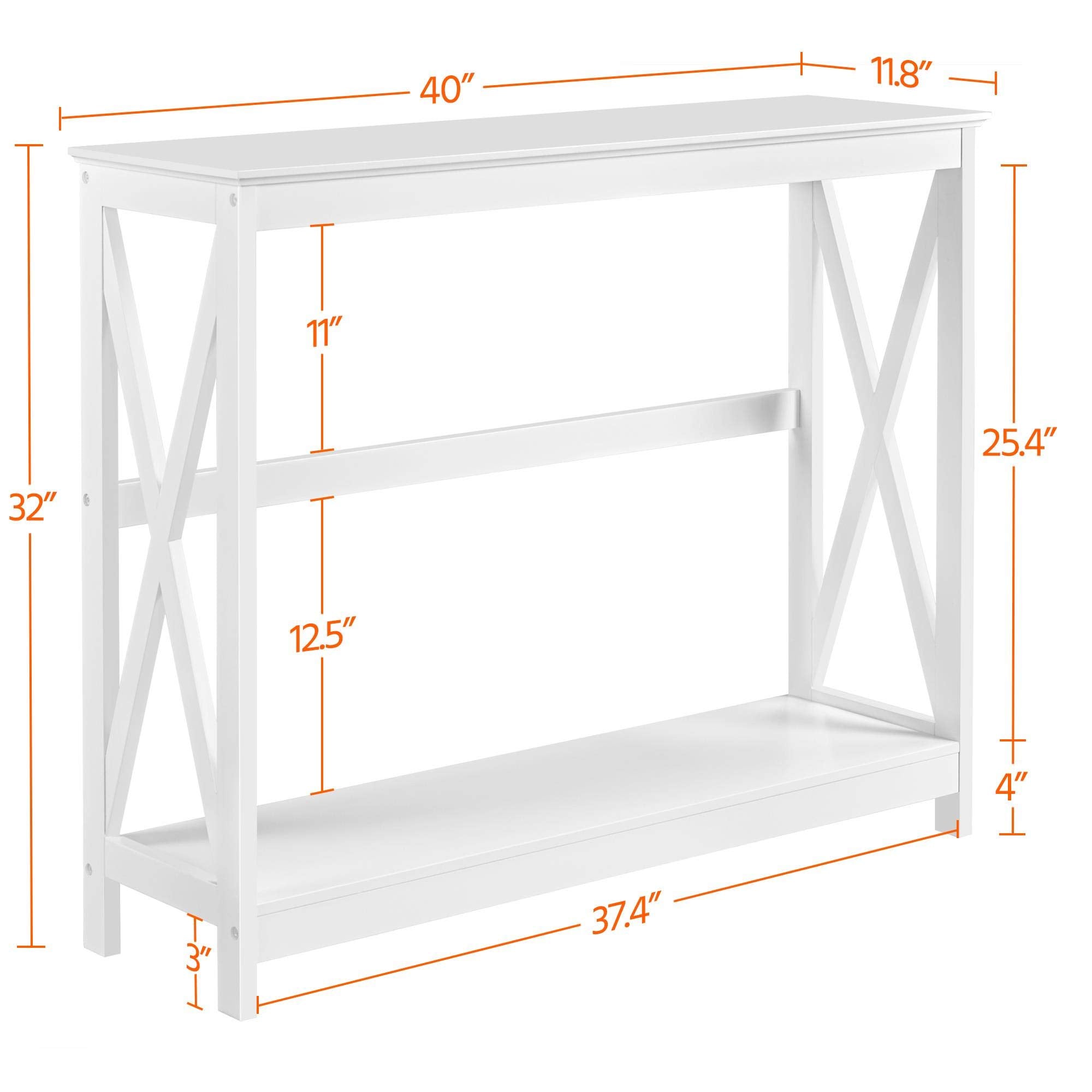 Yaheetech Wood Entryway Table, Console Table For Entryway, 2-Tier Sofa Table Accent Table W/Storage Shelf For Living Room, Hall, Foyer, White