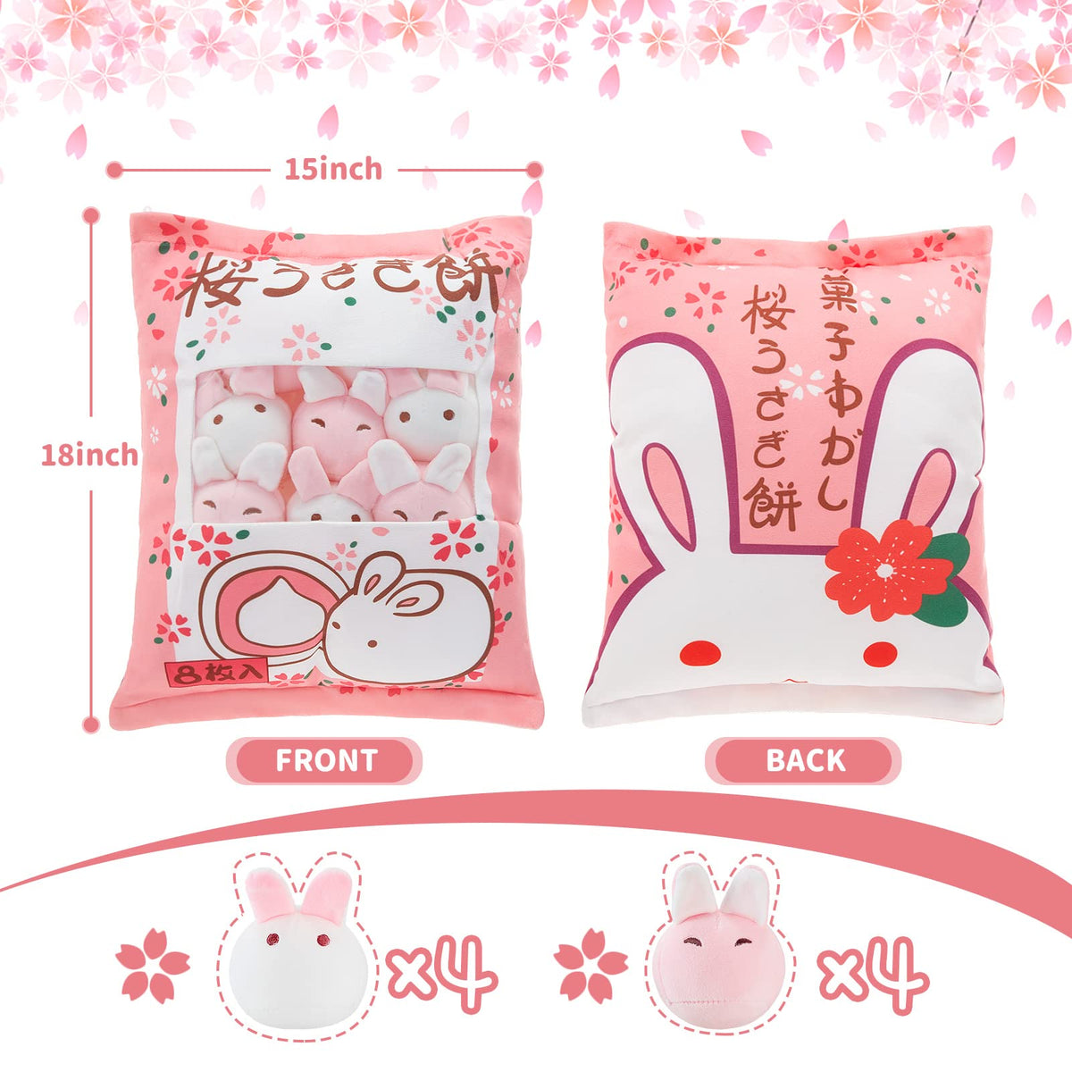 Civaner Cute Plush Pillow Kawaii Room Decor Throw Pillow Removable Stuffed Animal Toys Fluffy Cherry Bunnies Dog Dinosaur Cookie