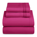 Hearth & Harbor Twin Size Sheets - 3 Piece Bed Sheet Set, Hotel Luxury Double Brushed Bed Sheets - Extra Soft Bedding Sheets & Pillowcases, Twin, Magenta