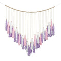 Luxbrand Pink & Purple Macrame Hanging Boho Wall d  cor, Large Tassel Wall Hanging with Wood Beads, Purple Wall Decor for Bedroo