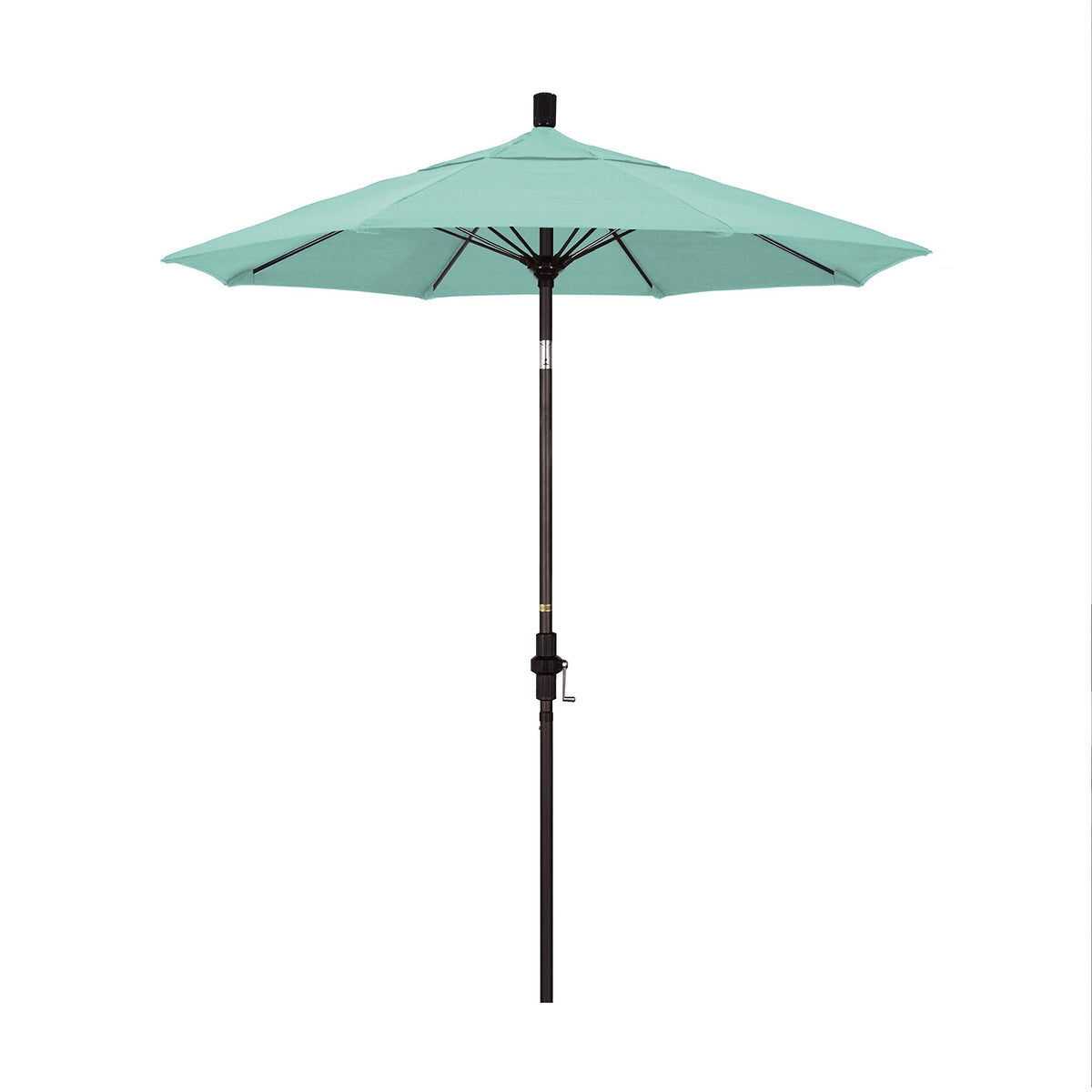 California Umbrella Round Aluminum Pole Fiberglass Rib Market Umbrella, Crank Lift, Collar Tilt