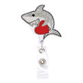Valentines Day Badge Reel, Shark With Heart Retractable Nurse Badge Reel, Lanyard Key Chain Id Badge Holder, With Alligator Clip