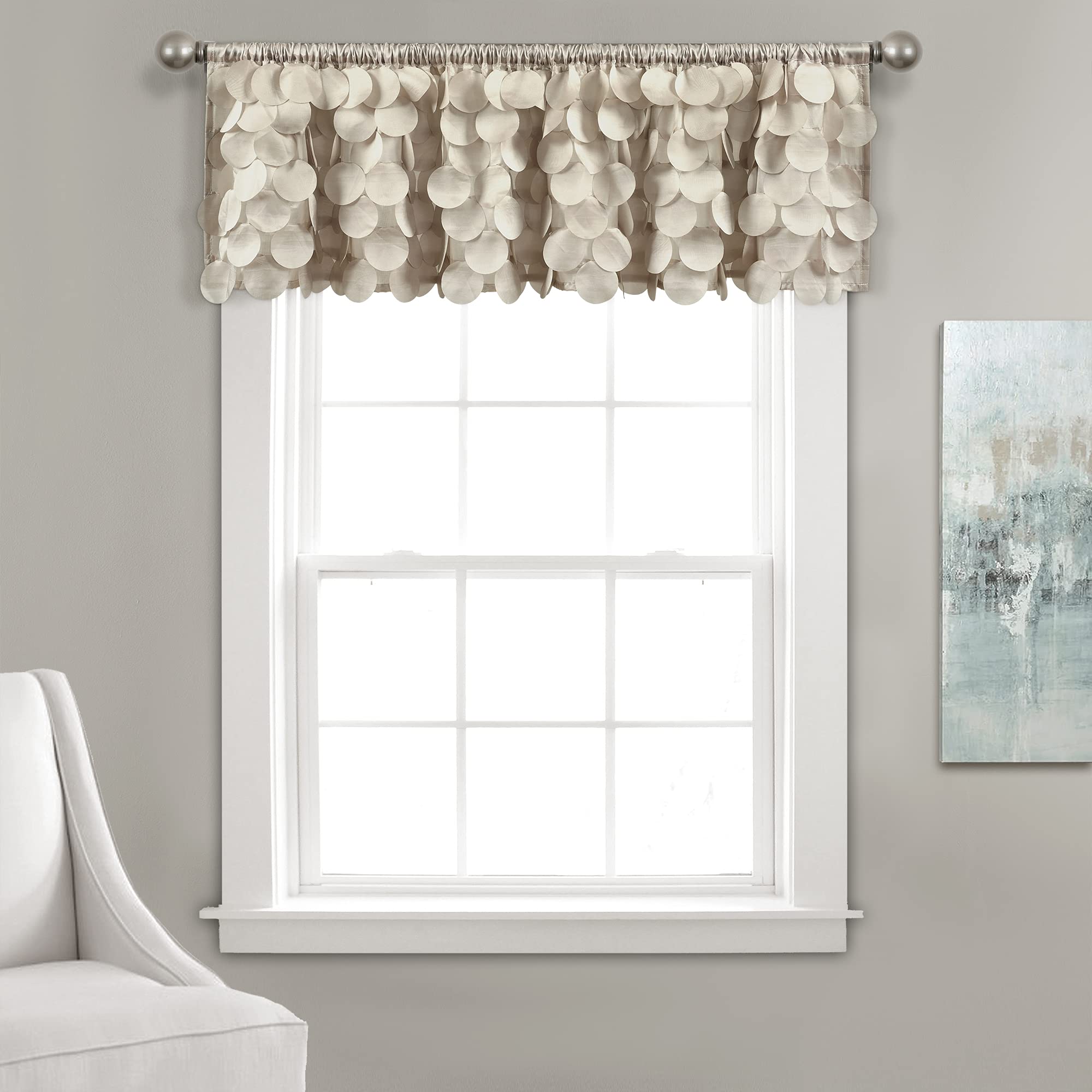 Lush Decor Gigi Window Curtain Valance, 14 Long x 70 Wide, Wheat