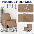 Purefit 100% Dual Waterproof Recliner Cover, Waterproof Couch Cover For Recliner - Stretch Non Slip Fleece Sofa Covers Washable, Leakproof Furniture Protector For Kids, Pets, Dog (Recliner, Camel)
