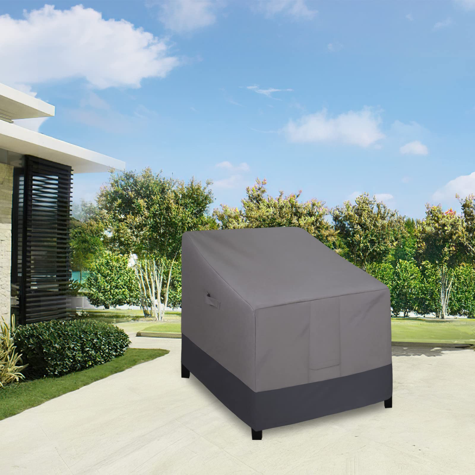 Easy-Going Waterproof Outdoor Lounge Chair Cover, Heavy Duty Patio Couch Cover, Windproof Outdoor Furniture Cover With Air Vent (1 Pack-35Wx38Dx31H Inch, Gray/Dark Gray)