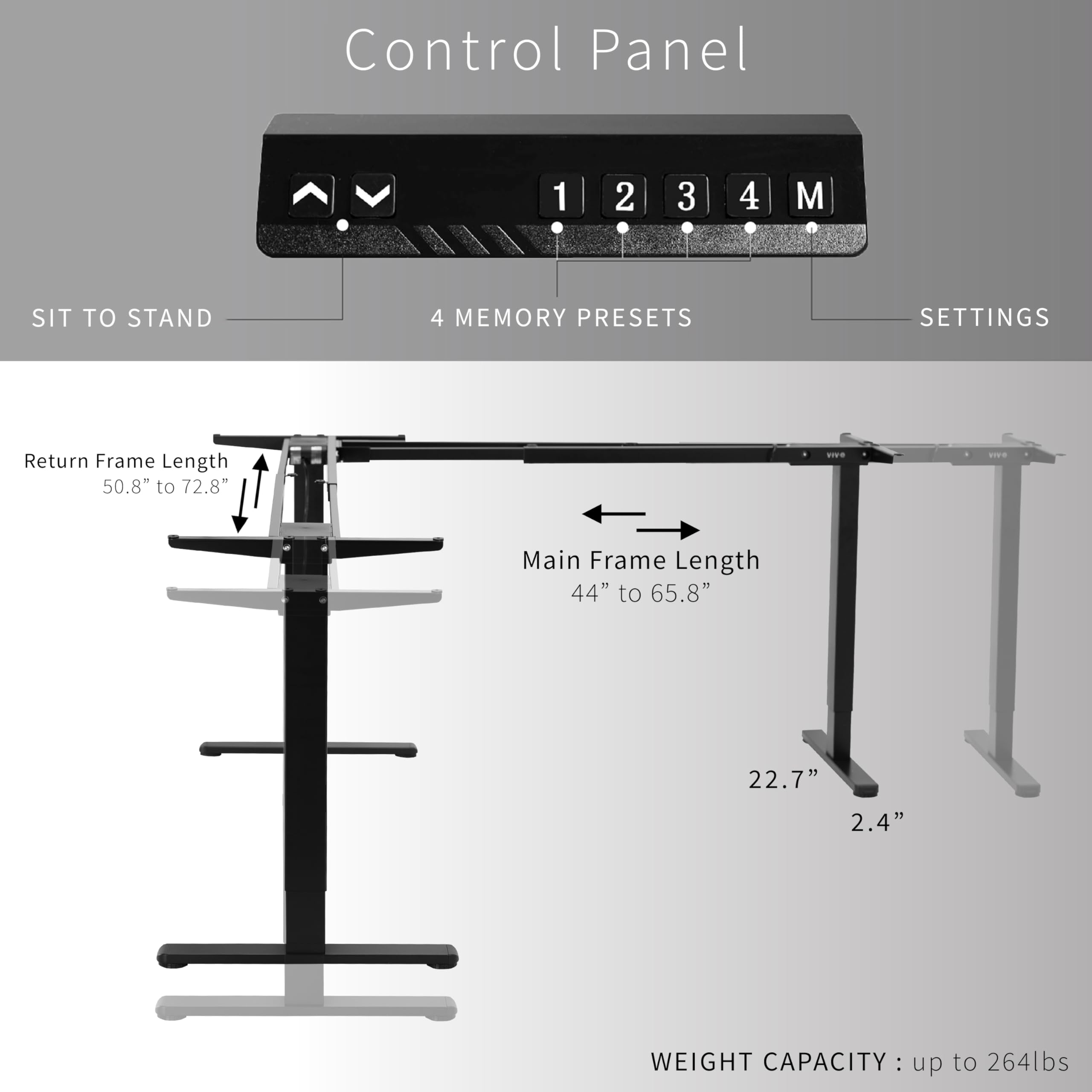 Vivo Electric Multi-Motor Height Adjustable Corner 3 Leg Standing Desk Frame, Frame Only, Sit Stand Ergonomic L Frame With Push Button Controller, Black, Desk-V123Eb