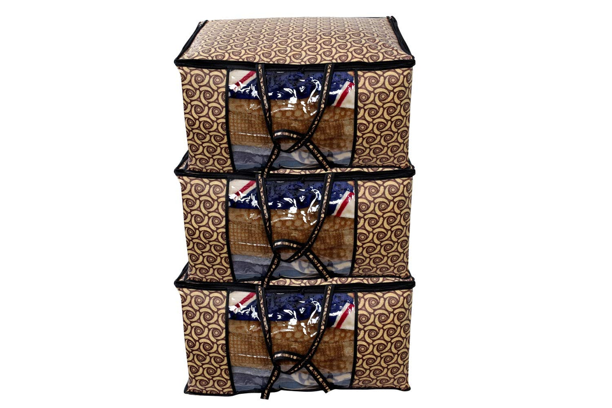 Stylista Blanket Storage Bags Large Size Set Of 3 Packed Pattern Yellow