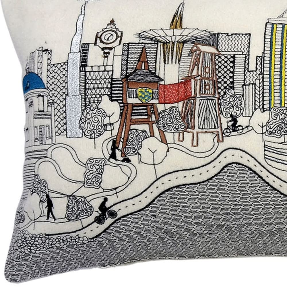 HomeRoots Cream 24' White Tulsa Daylight Skyline Lumbar Decorative Pillow